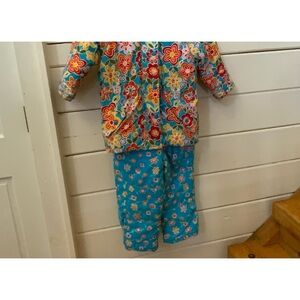 Hanna Andersson Colorful Floral Puffer Jacket and Pants Set